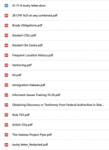 List of resource documents for 2025 MACDL CLE Training