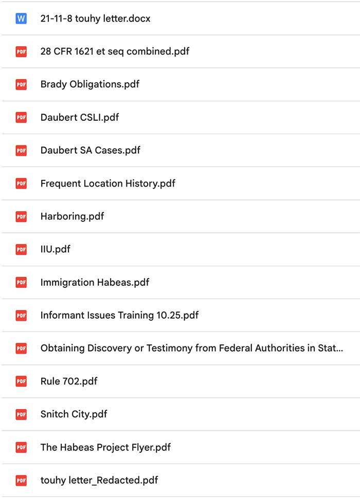 List of resource documents for 2025 MACDL CLE Training